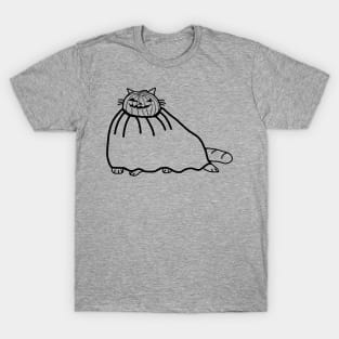 Chonk Cat Wearing Halloween Horror Pumpkin Ghost Costume Minimal Line Art T-Shirt